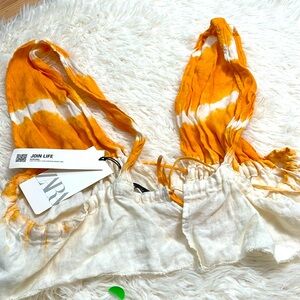 ZARA NWT TIE DYE HALTER TOP WOMEN S BOHO FESTIVALCOOL TOMATOGIRL SUNSETCORE